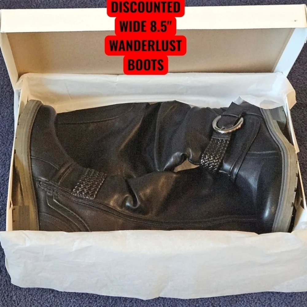 WANDERLUST FIONA3 wide cafe vegan leather knee high winter boots NIB 8.5W